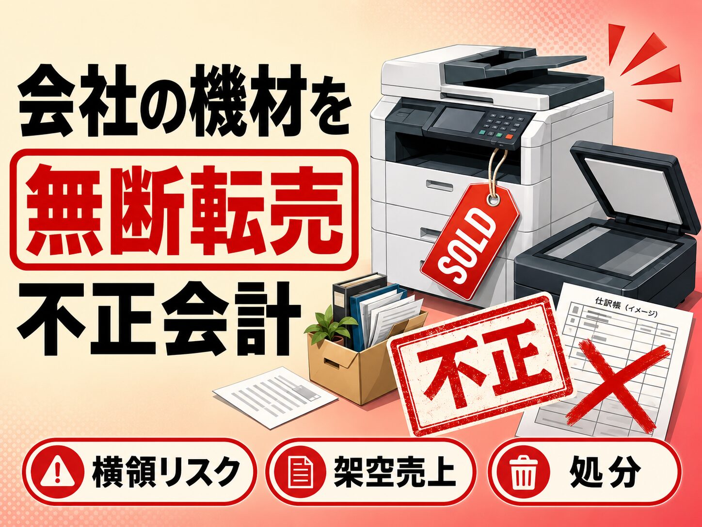 会社の機材を無断転売 架空売上で不正会計